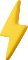 3d Yellow thunder and bolt lighting flash png