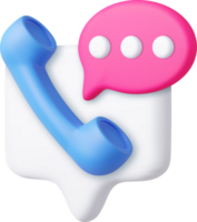 3d Phone handset with speech bubble. png