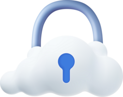 White fluffy cloud and locked padlock png