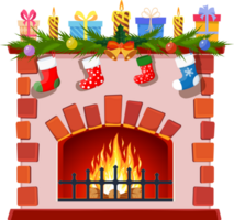 Red brick classic fireplace png