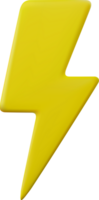 3d Yellow thunder and bolt lighting flash png