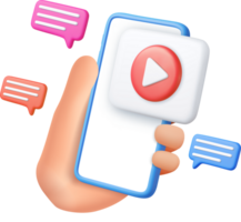 3d Mobile icon playing video, png