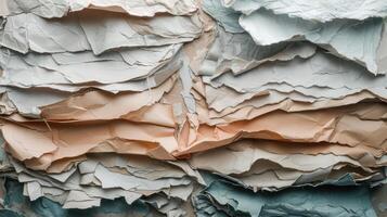 AI generated background of paper textures piled ready to recycle photo
