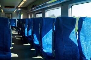 interior of commuter passenger train car photo