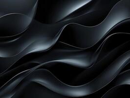 AI generated Panoramic Abstract fluid wave curve banner with a dark background.Black abstract background design. Black abstract background. Wave pattern. Curves. Black curves. Dark. Flow photo