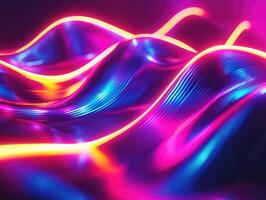 AI generated colorful background with abstract shape glowing in ultraviolet spectrum, curvy neon lines, Futuristic energy concept photo