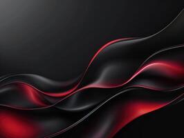 AI generated Panoramic Abstract fluid wave curve banner with a dark background.Black abstract background design. Black abstract background. Wave pattern. Curves. Black curves. Dark. Flow photo