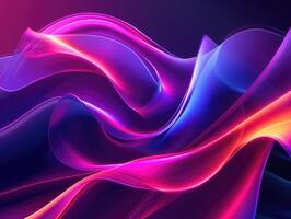 AI generated perfect shape, aesthetic, colorful background with abstract shape glowing in ultraviolet spectrum, curvy neon lines, Futuristic energy concept photo