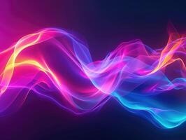 AI generated colorful background with abstract shape glowing in ultraviolet spectrum, curvy neon lines, Futuristic energy concept photo