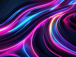 AI generated colorful background with abstract shape glowing in ultraviolet spectrum, curvy neon lines, Futuristic energy concept photo