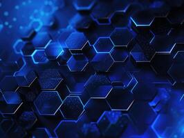 AI generated Top veiw Abstract blue technology hexagonal background photo