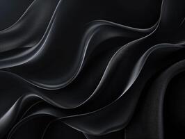 AI generated Panoramic Abstract fluid wave curve banner with a dark background.Black abstract background design. Black abstract background. Wave pattern. Curves. Black curves. Dark. Flow photo