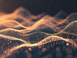 AI generated Wave of dots and weave lines. Abstract background. Network connection structure. photo