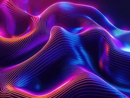 AI generated perfect shape, aesthetic, colorful background with abstract shape glowing in ultraviolet spectrum, curvy neon lines, Futuristic energy concept photo