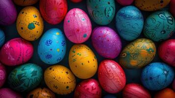 AI generated Colorful Easter eggs background photo