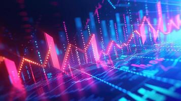 AI generated Financial and business chart and graphs photo