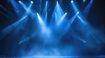 AI generated Spotlight effect for theater concert stage Abstract glowing light of spotlight illuminated photo