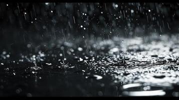 AI generated rain on black isolated background photo