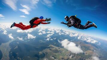 AI generated Skydiving team work photo