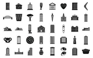 Sydney icons set simple vector. Australia city vector