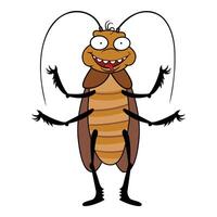 Funny smiling cockroach icon cartoon vector. Biology creepy vector