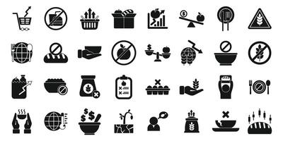 Food crisis icons set simple vector. Charity economy vector