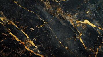 AI generated Gold Patterned natural of black marble texture background for product design photo