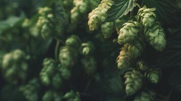 AI generated Close-up view of hop cones used in the brewing process photo