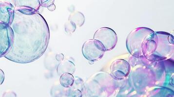 AI generated Iridescent soap bubbles photo