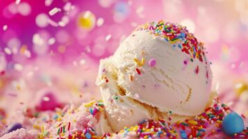AI generated A scoop of ice cream with sprinkles photo
