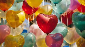 AI generated Heart shaped helium balloons photo