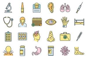 Human measles icons set vector color line