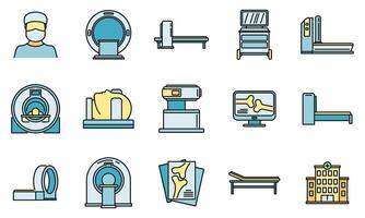 Mri scan icons set vector color line