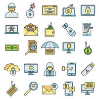 Fraud spy icons set vector color line