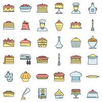 Confectioner home icons set vector color line