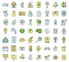 Ecologist icons set vector color line