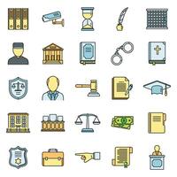 Public prosecutor icons set vector color line