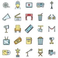 Studio stage director icons set vector color line