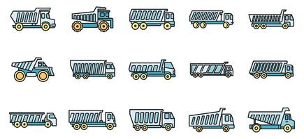 Tipper hopper icons set vector color line