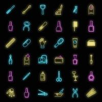 Home manicurist icons set vector neon