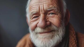 AI generated close-up portrait of happy senior man looking at camera photo