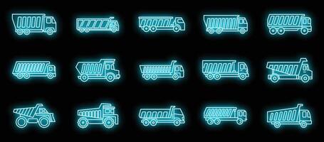 Tipper hopper icons set vector neon