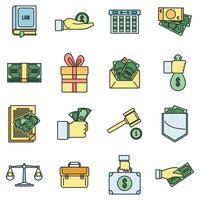 Corruption bribery icons set vector color line