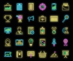 Business product manager icons set vector neon