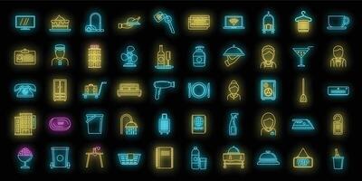 Tourism room service icons set vector neon