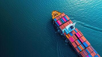 AI generated Aerial top view container cargo ship photo