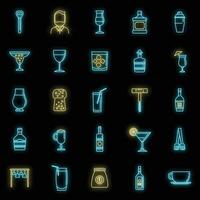 Bartender man icons set vector neon