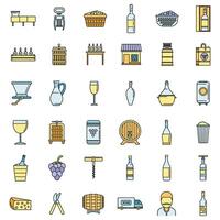 Modern winemaker icons set vector color line