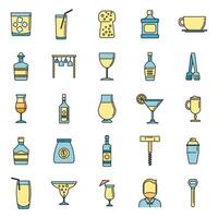 Bartender man icons set vector color line