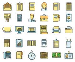 Office manager plan icons set vector color line